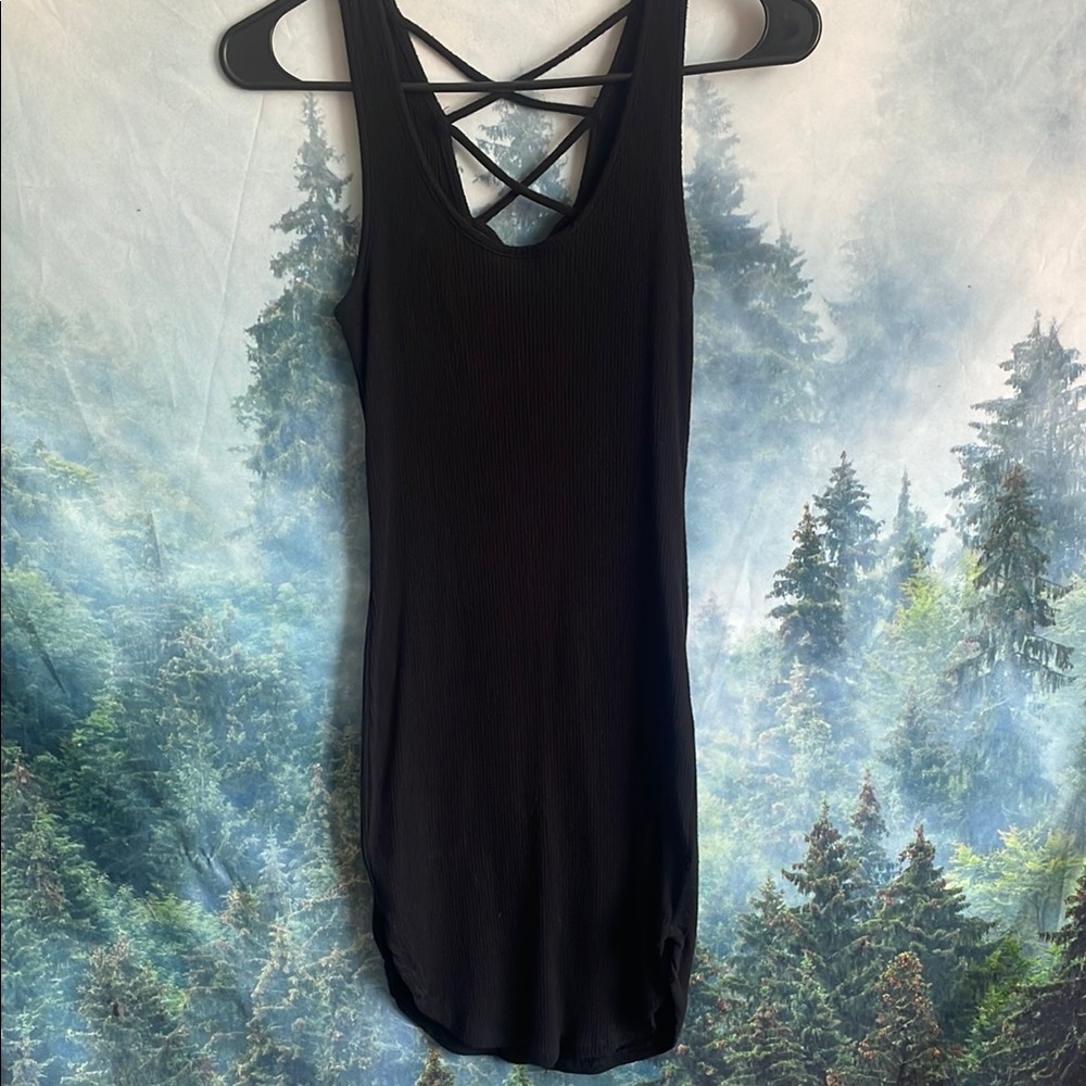 Black Sleeveless Dress with Crisscross Back